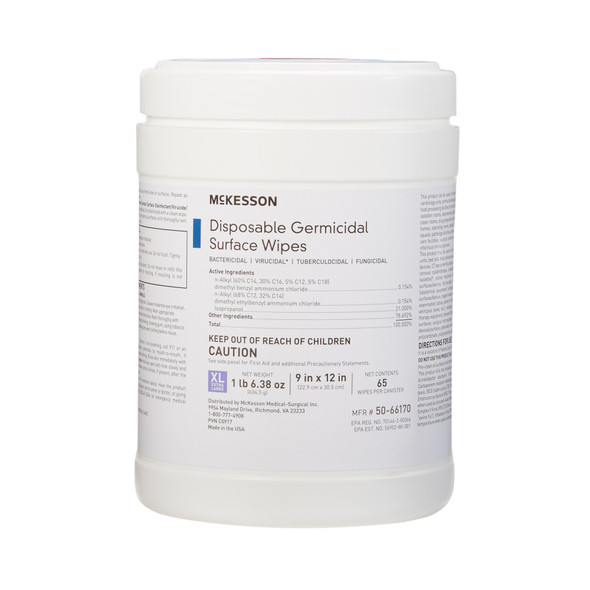 McKesson Surface Disinfectant Wipes, Small Canister McKesson Surface Disinfectant Wipes, Small Canister