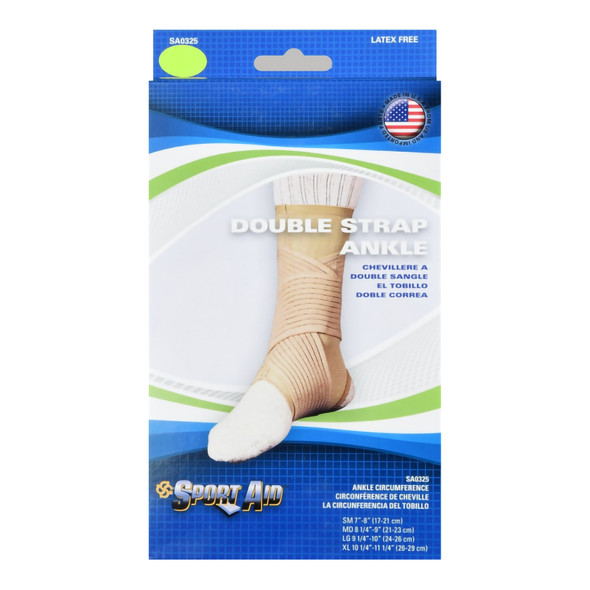 Sport Aid Medium Double Strap Ankle Support, Beige