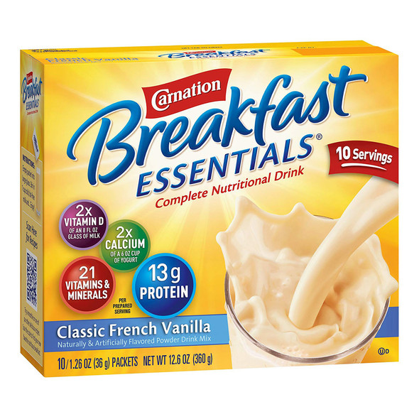 Carnation Breakfast Essentials Vanilla Oral Supplement, 1.26 oz. Packet