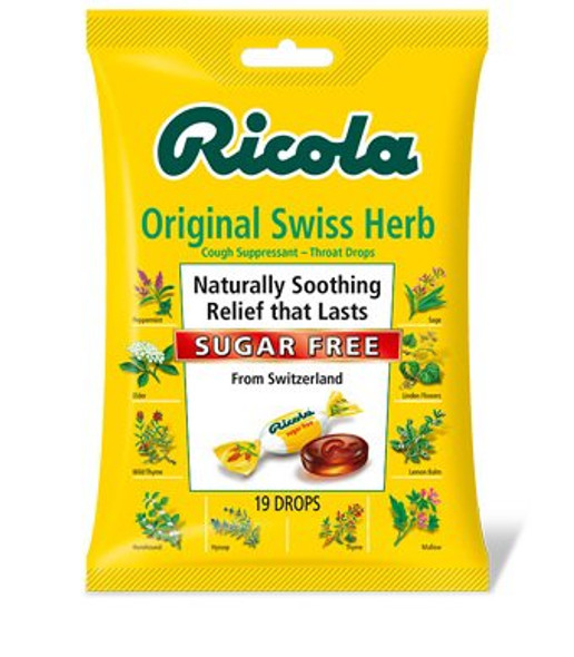 Cold and Cough Relief Ricola Sugar-Free 4.8 mg Strength Lozenge 19 per Bag