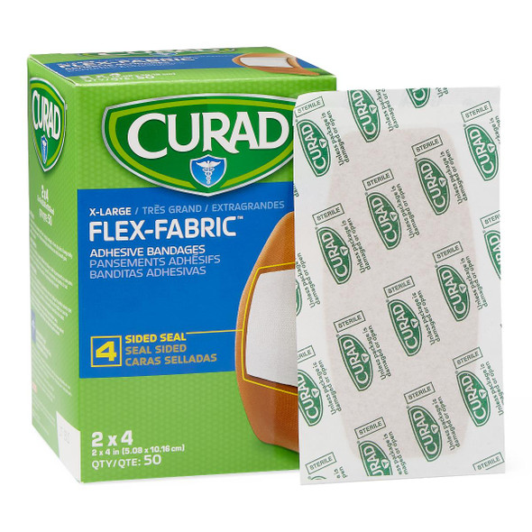 Adhesive Strip Curad Flex-Fabric 2 X 4 Inch Fabric Rectangle Tan Sterile 600/CS