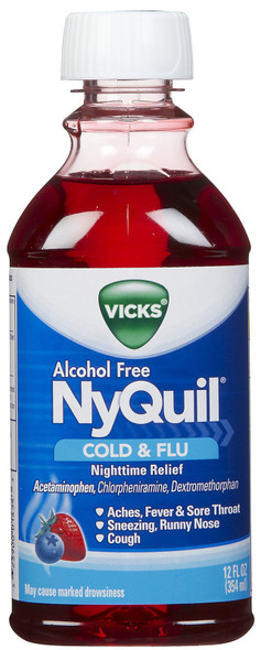 Cold and Cough Relief NyQuil Cold & Flu 650 mg - 30 mg - 4 mg / 30 mL Strength Liquid 12 oz.