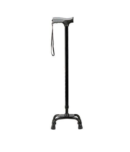 Small Base Quad Cane Soft Grip Aluminum 31 to 40 Inch Height Black