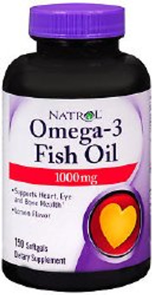 Omega 3 Supplement Natrol Omega 3 Fish Oil 1000 mg Strength Softgel 150 per Bottle