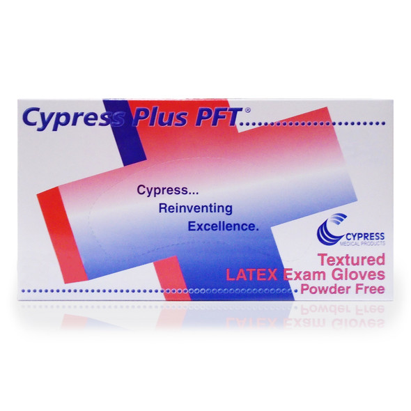 Cypress Plus PFT Latex Standard Cuff Length Exam Glove, Medium, Ivory