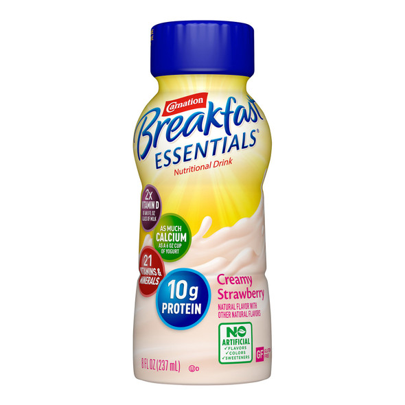 Carnation Breakfast Essentials Strawberry Oral Supplement, 8 oz. Carton