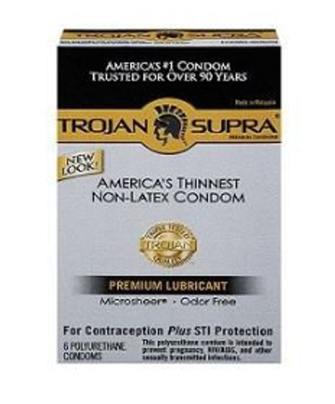 Condom Trojan Supra Lubricated One Size Fits Most 6 per Pack