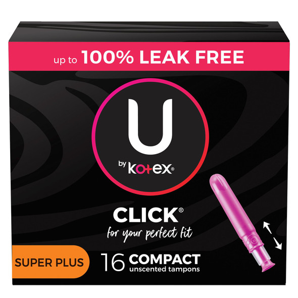 Tampon U by Kotex Click Super Plus Absorbency Plastic Applicator Individually Wrapped