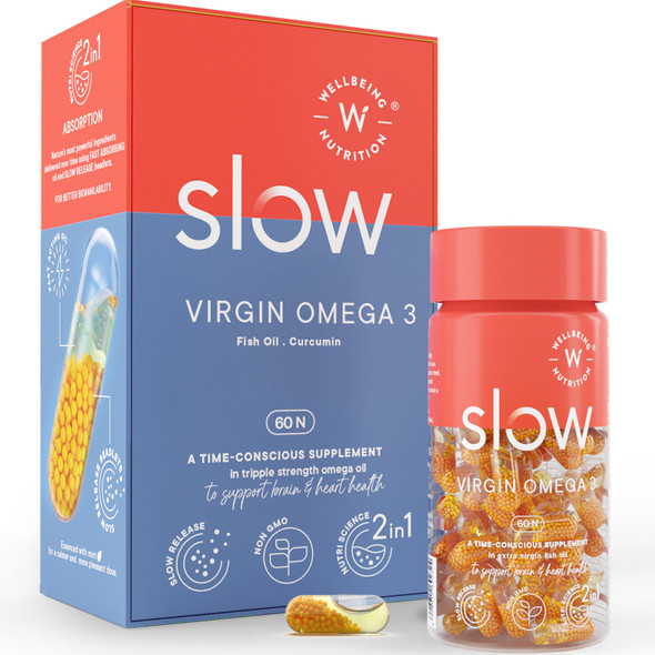 Wellbeing Nutrition Slow Virgin Omega 3, Fish Oil and Curcumin