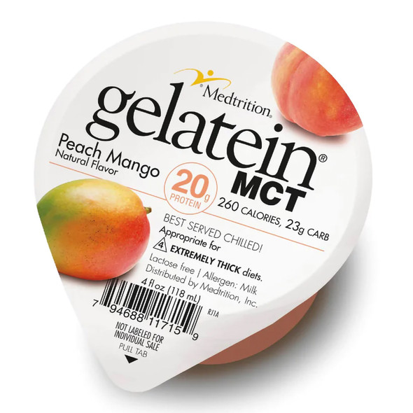 Oral Supplement Gelatein MCT Peach Mango Flavor Gel 4 oz. Cup