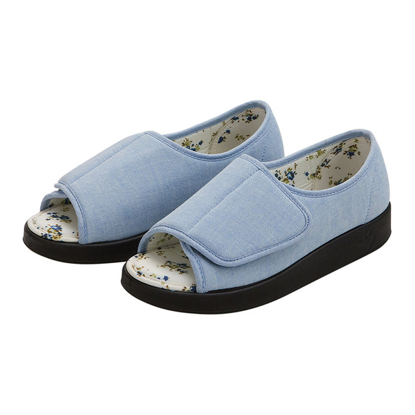 Silverts Women's Indoor/Outdoor Extra Wide Open Toe Shoes, Denim, Size 7