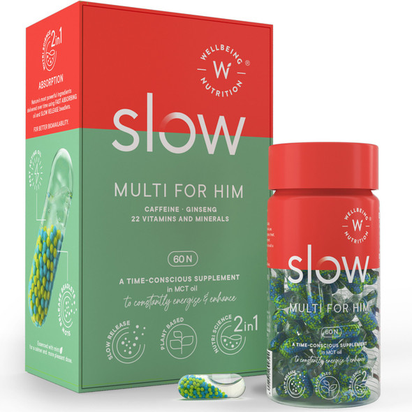 Wellbeing Nutrition Slow Multi for Him, Caffeine and Ginseng