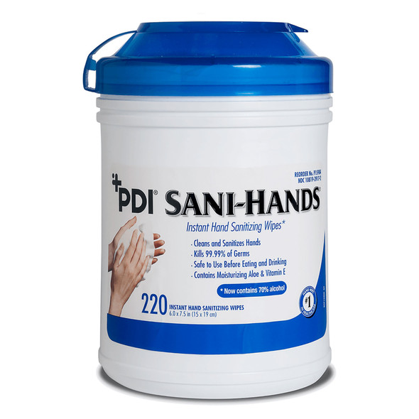 Hand Sanitizing Wipe Sani-Hands 220 Count Ethyl Alcohol Wipe Canister