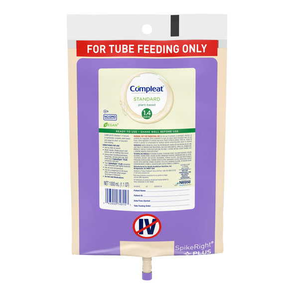 Tube Feeding Formula Compleat Standard 1.4 Cal Vanilla Flavor Liquid 1000 mL Ready to Hang Prefilled Container