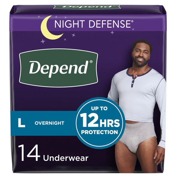 Absorbent_Underwear_UNDERWEAR__DEPEND_NIGHT_DEFENSE_GRY_LG_(14/PK_4PK/CS)_Adult_Briefs_and_Protective_Undergarments_55157