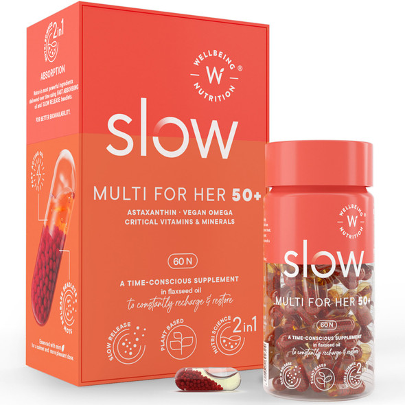 Wellbeing Nutrition Slow Multi for Her 50+, Astaxanthin and Vegan Omega
