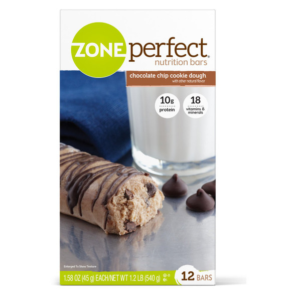 Nutrition Bar ZonePerfect Chocolate Chip Cookie Dough Flavor Bar 1.76 oz. Individual Packet
