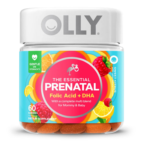 Prenatal Vitamin Supplement OLLY Essential Prenatal Multi MultiVitamins With Folic Acid / DHA 400 mcg - 50 mg Strength Gummy 60 per Bottle Sweet Citrus Flavor