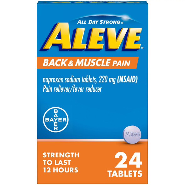 Back Pain Relief Aleve 220 mg Strength Naproxen Sodium Tablet 24 per Bottle
