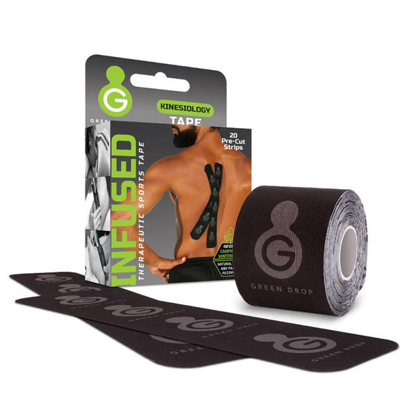 Green Drop Sports Tape, Infused Kinesiology Tape for Recovery  20 Precut, 10-Inch Strips