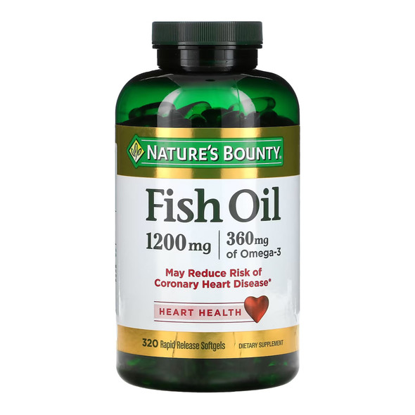 Omega 3 Supplement Nature's Bounty Fish Oil 1200 mg Strength Softgel 320 per Bottle