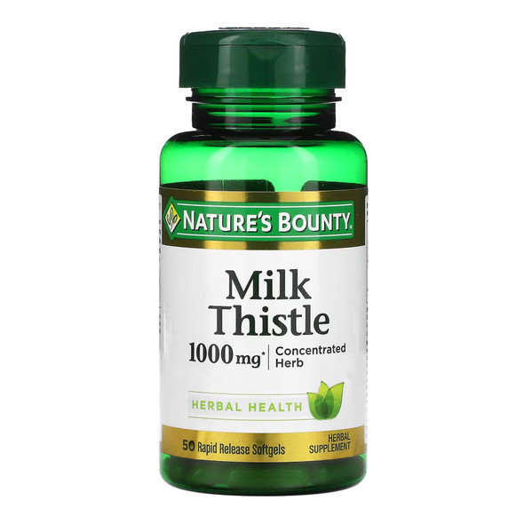 Dietary Supplement Nature's Bounty Milk Thistle 1000 mg Strength Capsule 50 per Bottle