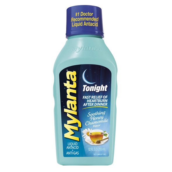 Antacid Mylanta Tonight 800 mg / 270 mg / 80 mg Strength Liquid 12 oz.