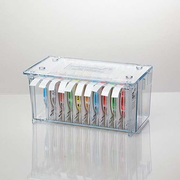 Label Dispenser Peel N Go 4-1/8 X 5-3/10 X 9-3/16 Inch Desktop Manual Pull Clear Plastic 10 Roll Dispenser For use with Medication Labels 1/EA
