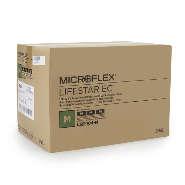 Exam Glove LifeStar EC Medium NonSterile Nitrile Extended Cuff Length Textured Fingertips White / Blue Fentanyl Tested 100/BX