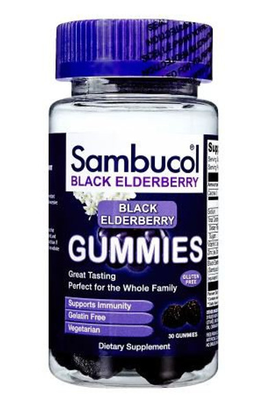 Dietary Supplement Sambucol Black Elderberry Extract 50 mg Strength Gummy 30 per Bottle Black Elderberry Flavor 1/BT