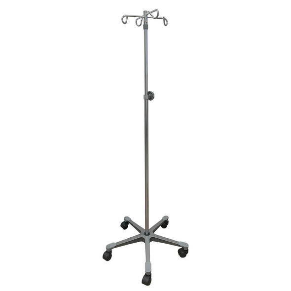IV Stand Floor Stand McKesson 4-Hook 5-Legs, Dual-Wheel Nylon Casters, Cast Aluminum Base 1/CS