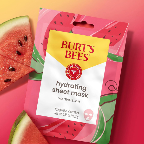 Facial Moisturizer Burt's Bees Hydrating Sheet Mask 0.33 oz. Individual Packet Watermelon Scent Mask 6/CT