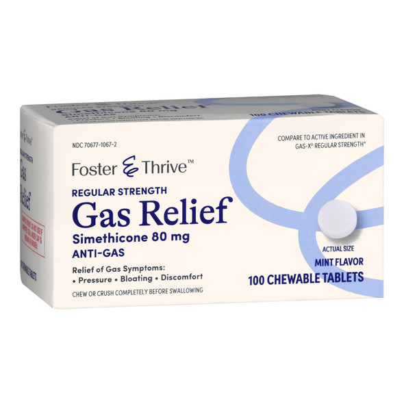 Gas Relief Foster & Thrive 80 mg Strength Chewable Tablet 100 Tablets 1/BT