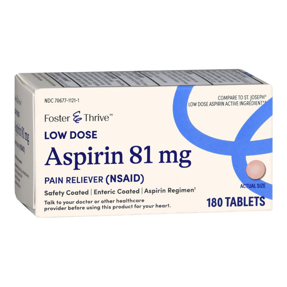 Pain Relief Foster & Thrive 81 mg Strength Aspirin Tablet 180 per Bottle 1/BT