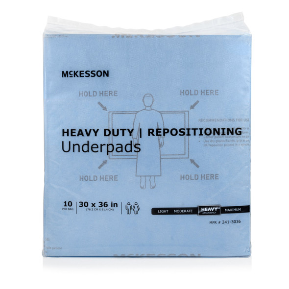 Disposable Underpad McKesson 30 X 36 Inch Super Absorbent Polymer Heavy Absorbency 40/CS