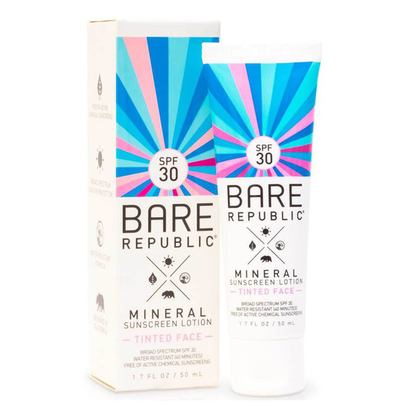 Sunscreen BARE Republic Mineral Tinted Face SPF 30 Lotion 1.7 oz. Tube 1/EA Sunscreen BARE Republic Mineral Tinted Face SPF 30 Lotion 1.7 oz. Tube 1/EA