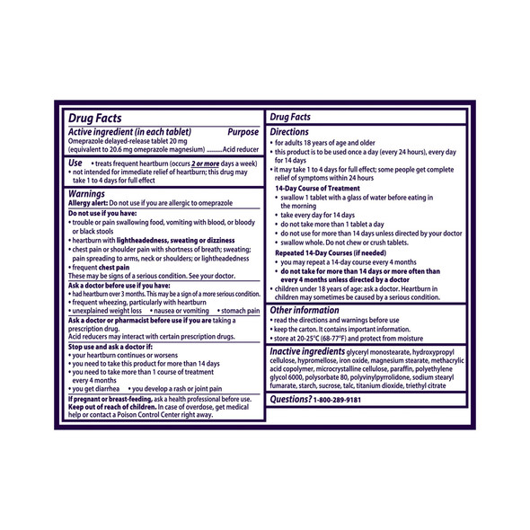 Antacid Prilosec OTC 20 mg Strength Tablet 28 per Box 1/PK Antacid Prilosec OTC 20 mg Strength Tablet 28 per Box 1/PK