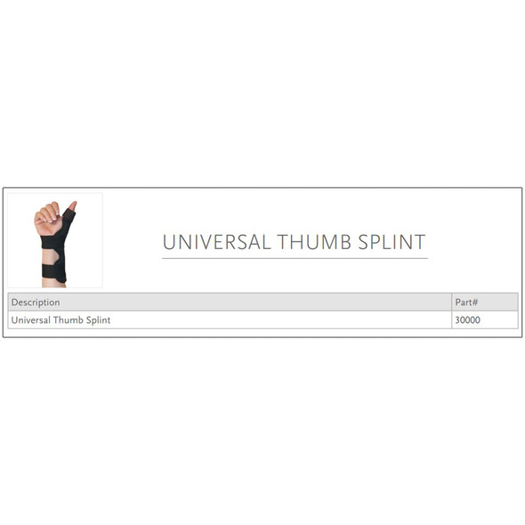 Thumb Splint Ossur One Size Fits Most Hook and Loop Strap Closure Black 1/EA