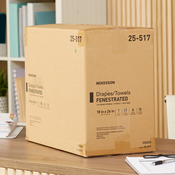 65923_BX General Purpose Drape McKesson Poly Lined Towel Drape 18 W X 26 L Inch Sterile 50/BX