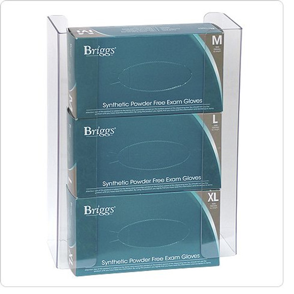 Glove Box Holder Horizontal Mounted 3-Box Capacity Clear 4-1/8 X 11-1/4 X 15-1/2 Inch Plastic 1/EA