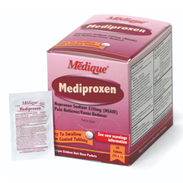 Pain Relief Mediproxen 220 mg Strength Naproxen Sodium Tablet 50 per Box 50/BX