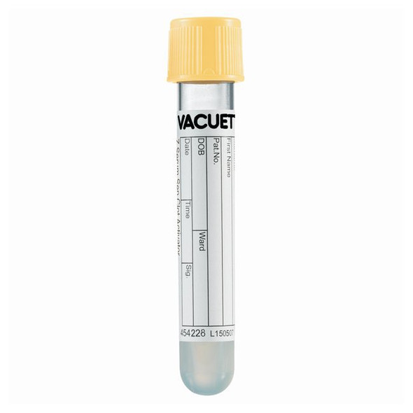 788747_CS VACUETTE Z Serum Sep Clot Activator Venous Blood Collection Tube Clot Activator / Separator Gel Additive 3.5 mL Pull Cap Polyethylene Terephthalate (PET) Tube 1200/CS