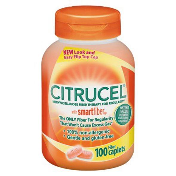 Fiber Supplement Citrucel Capsule 100 per Bottle 500 mg Strength Methyl Cellulose 1/BT