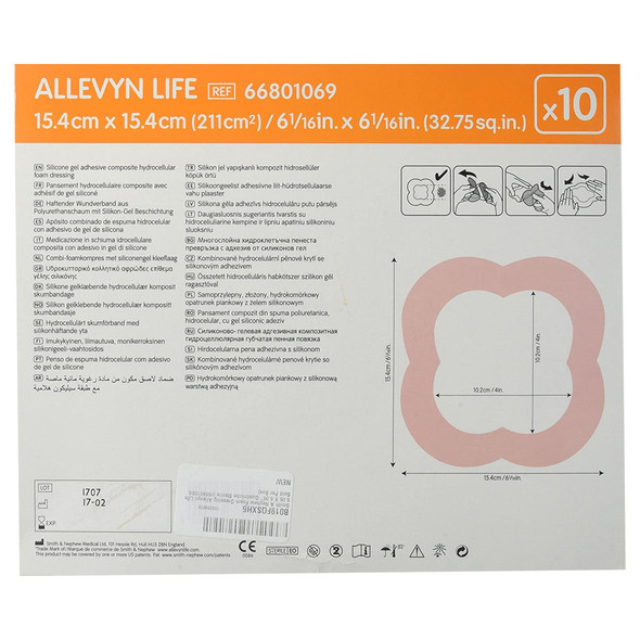 Foam Dressing Allevyn Life 6-1/16 X 6-1/16 Inch With Border Film Backing Silicone Gel Adhesive Quadrilobe Sterile 1/EA