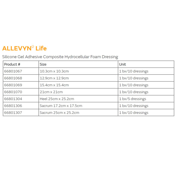 Foam Dressing Allevyn Life 8-1/4 X 8-1/4 Inch With Border Film Backing Silicone Gel Adhesive Quadrilobe Sterile 10/BX Foam Dressing Allevyn Life 8-1/4 X 8-1/4 Inch With Border Film Backing Silicone Gel Adhesive Quadrilobe Sterile 10/BX