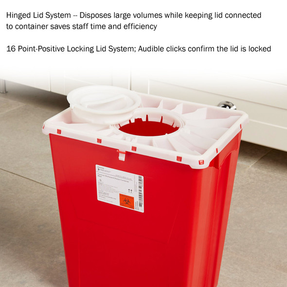 Sharps Container McKesson Prevent Red Base 24-3/5 H X 17-3/10 W X 13 L Inch Vertical Entry 18 Gallon 1/EA Sharps Container McKesson Prevent Red Base 24-3/5 H X 17-3/10 W X 13 L Inch Vertical Entry 18 Gallon 1/EA