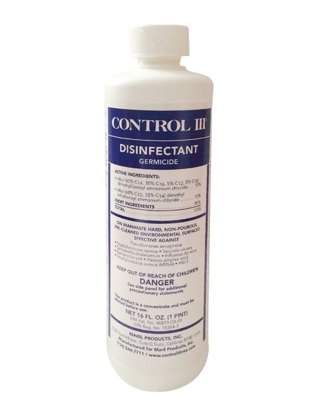 914097_EA Control III Disinfectant Germicide Surface Disinfectant Cleaner Quaternary Based Manual Pour Liquid Concentrate 16 oz. Bottle Benzaldehyde Scent NonSterile 1/EA 914097_EA Control III Disinfectant Germicide Surface Disinfectant Cleaner Quaternary Based Manual Pour Liquid Concentrate 16 oz. Bottle Benzaldehyde Scent NonSterile 1/EA