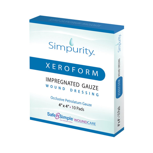 Simpurity Xeroform Petrolatum Impregnated Dressing, 4 x 4 Inch