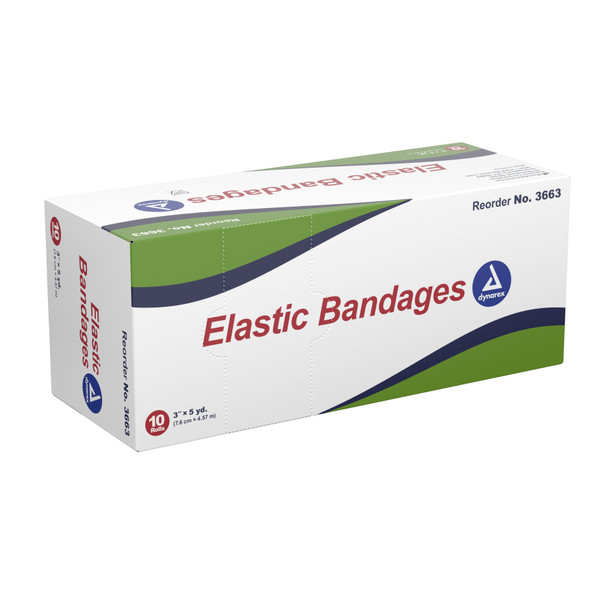Dynarex Clip Detached Closure Elastic Bandage, 3 Inch x 4-1/2 Yard