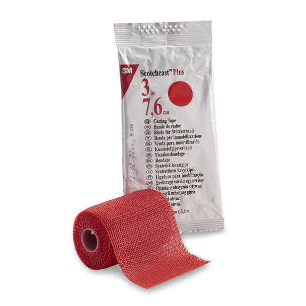 3M Scotchcast Plus Cast Tape, Red, 3 Inch x 4 Yard